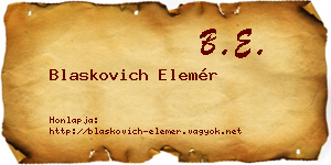 Blaskovich Elemér névjegykártya